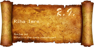 Riha Imre névjegykártya
